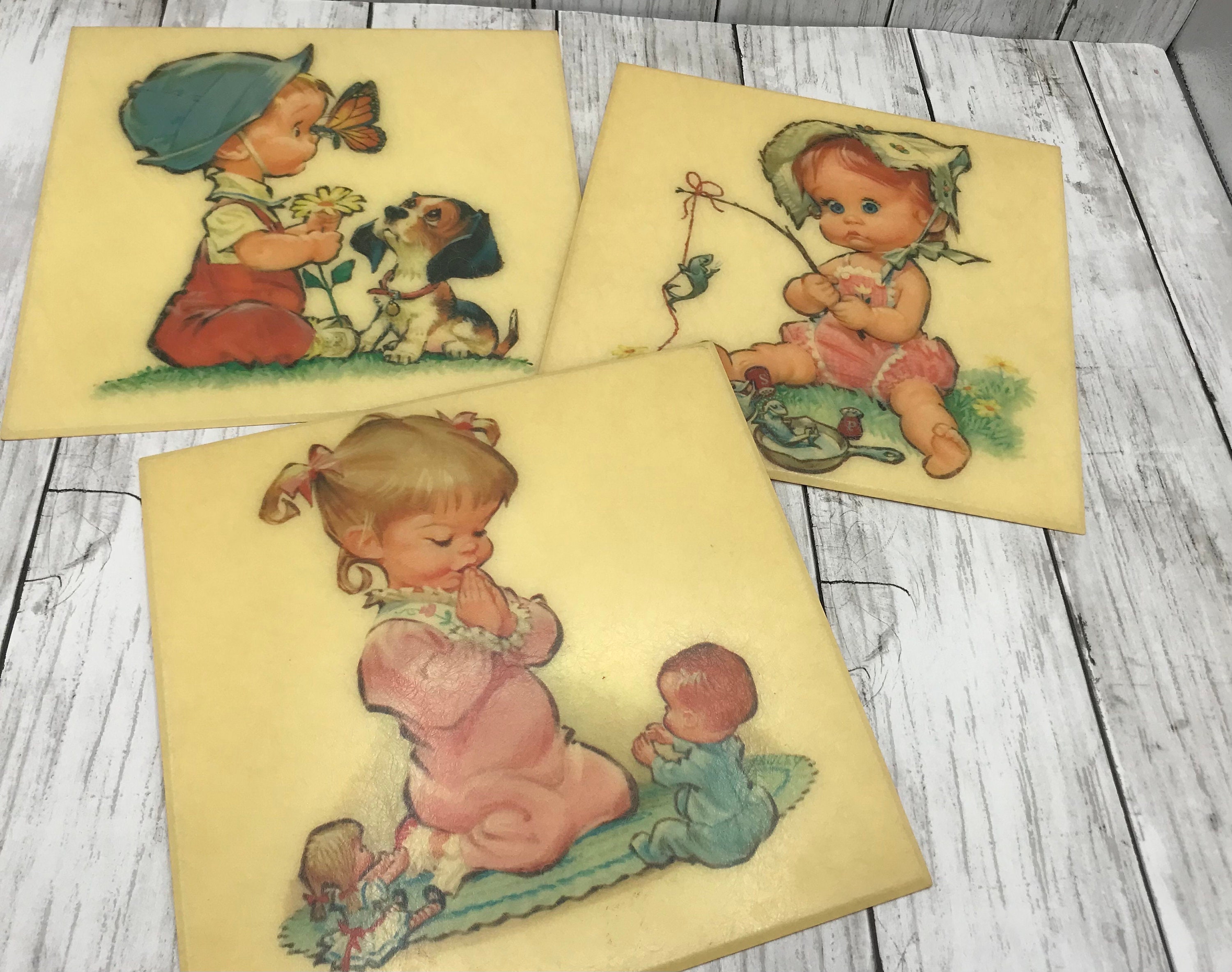 Vintage Children Wall Hangings, Vintage Crofton Wall Plaques Set of 3 ...