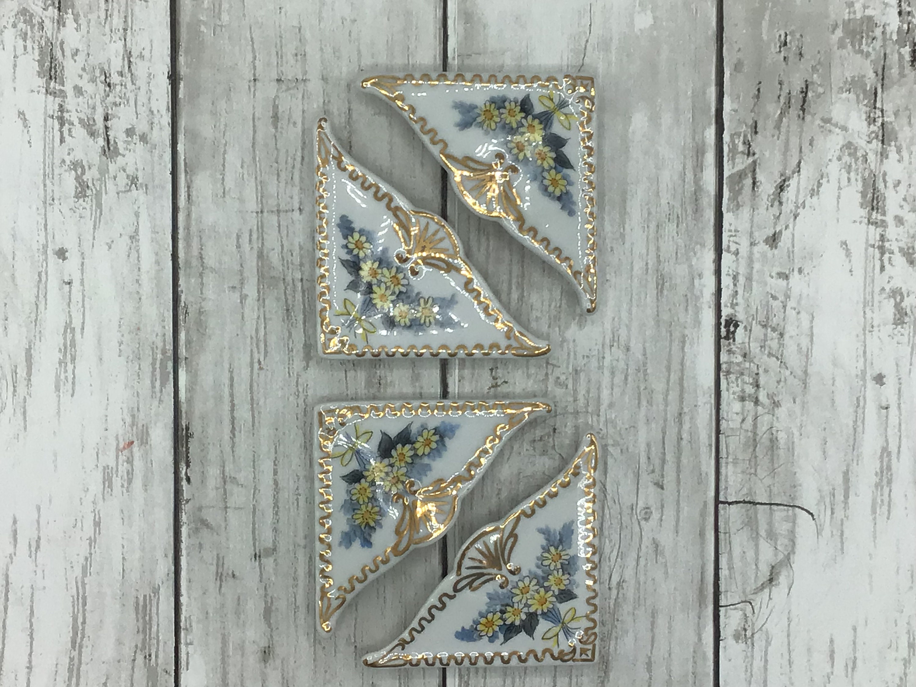 Antique Porcelain Desk Blotter Corners Ladies Limoges Desk Etsy