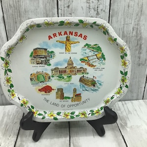Vintage Arkansas Tray, Small Arkansas Souvenir Tray, What Not Tin Tray, Arkansas Landmarks, Arkansas Memorabilia