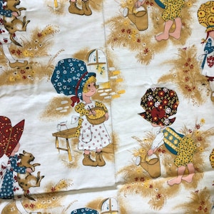 Vintage Holly Hobbie Fabric by Yard, Large Holly Hobbie Fabric, American Greetings Fabric by Manes Fabric, 1970s Holly Hobbie Fabric