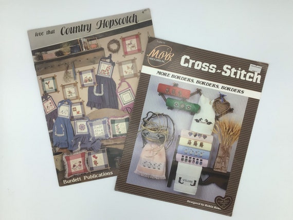 Cross Stitch Patterns, Country Counted Cross Stitch Books, 2 Vintage Cross  Stitch Pattern Books 