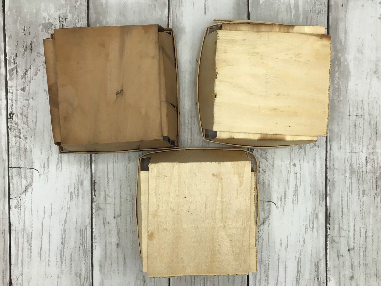 Vintage Berry Baskets Set of 5, Wood Fruit Baskets, Wood Quart Berry