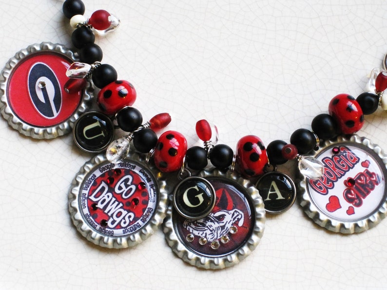 Bottlecap bracelet UGA inspired and made to order bulldogs Etsy