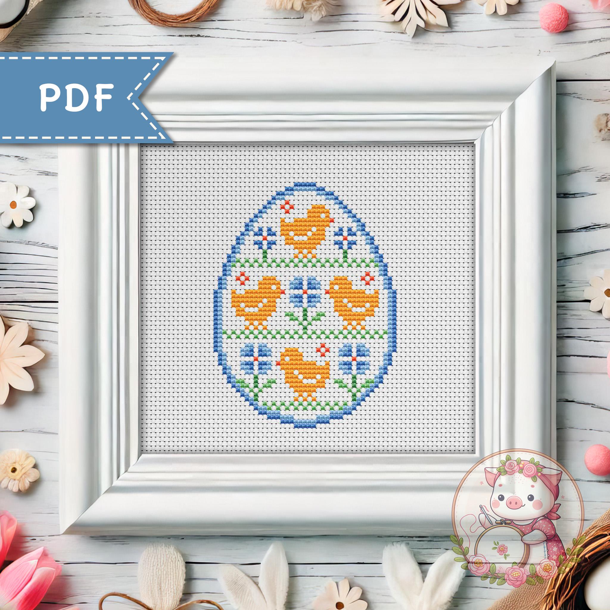 2 in 1 Easter Eggs Cross Stitch Pattern - Folk Xstitch Chart PDF - Etsy