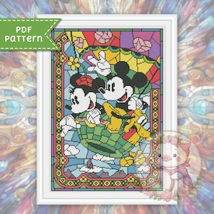 The balloon cross stitch pattern. Stained glass xstitch chart PDF. For Pattern Keeper