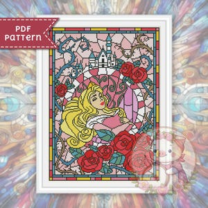Aurora cross stitch pattern. Stained glass xstitch chart PDF. For Pattern Keeper