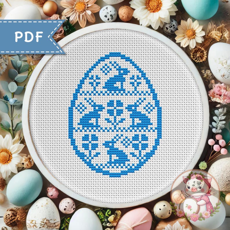 2 in 1 Easter Eggs Cross Stitch Pattern - Folk Xstitch Chart PDF - Etsy