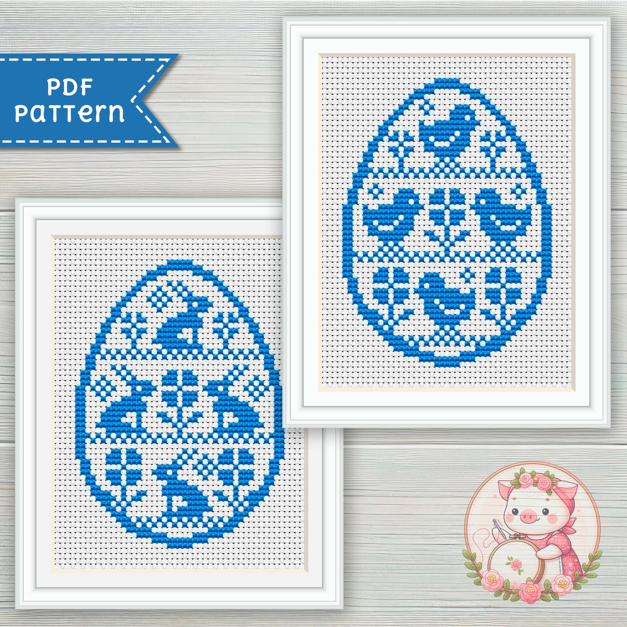 2 in 1 Easter Eggs Cross Stitch Pattern - Folk Xstitch Chart PDF - Etsy