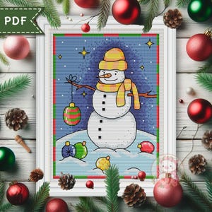Snowman cross stitch pattern. Christmas cross stitch chart. Embroidery pattern. For Pattern Keeper.