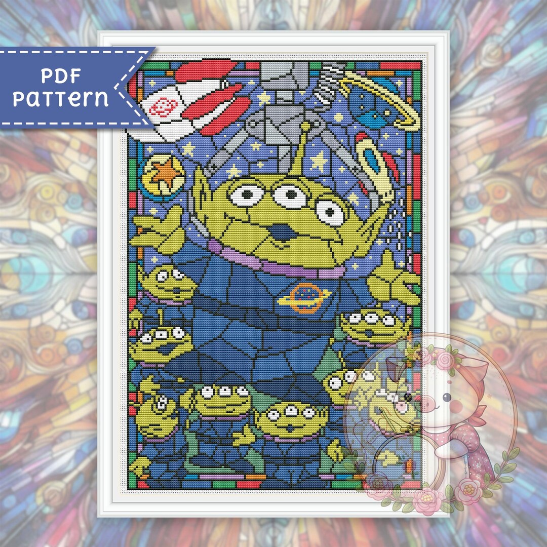 Aliens Cross Stitch Pattern. Stained Glass Xstitch Chart PDF. for ...
