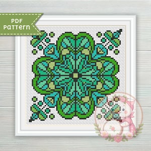 Klee Mandala Kreuzstich Stickmuster - Hoop Art Stickmuster PDF