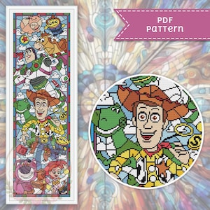 Toys cross stitch pattern. Stained glass xstitch chart PDF. For Pattern Keeper
