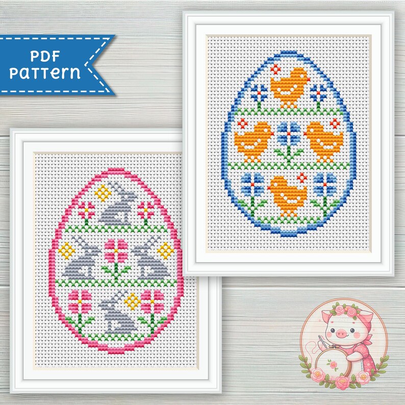 2 in 1 Easter Eggs Cross Stitch Pattern - Folk Xstitch Chart PDF - Etsy