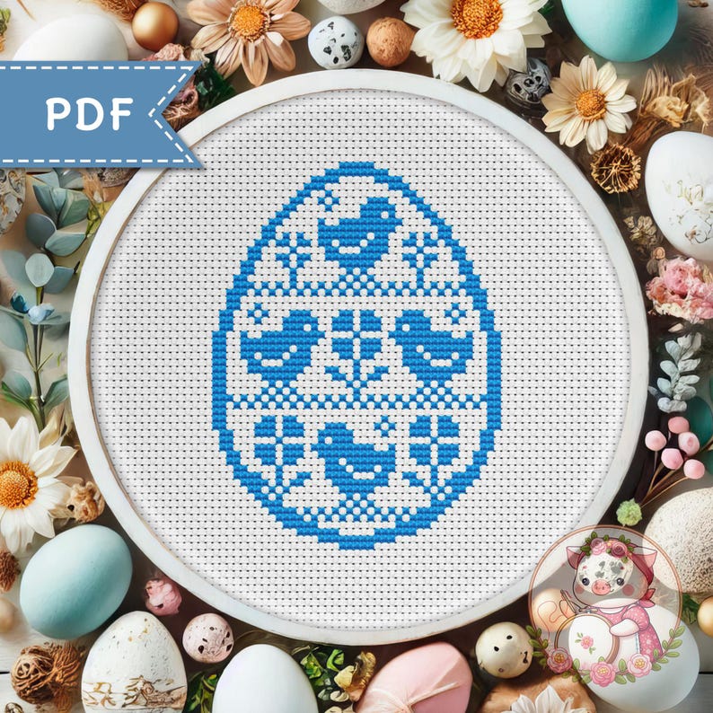 2 in 1 Easter Eggs Cross Stitch Pattern - Folk Xstitch Chart PDF - Etsy