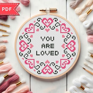 Je bent geliefd kruissteekpatroon - Valentijnsdag borduurpatroon PDF - For Pattern Keeper