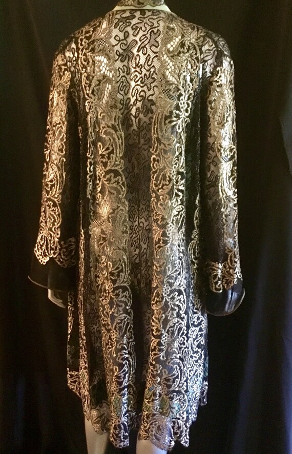 SOLD 1920’s Art Deco Metallic Lace Coat Bell Slee… - image 7