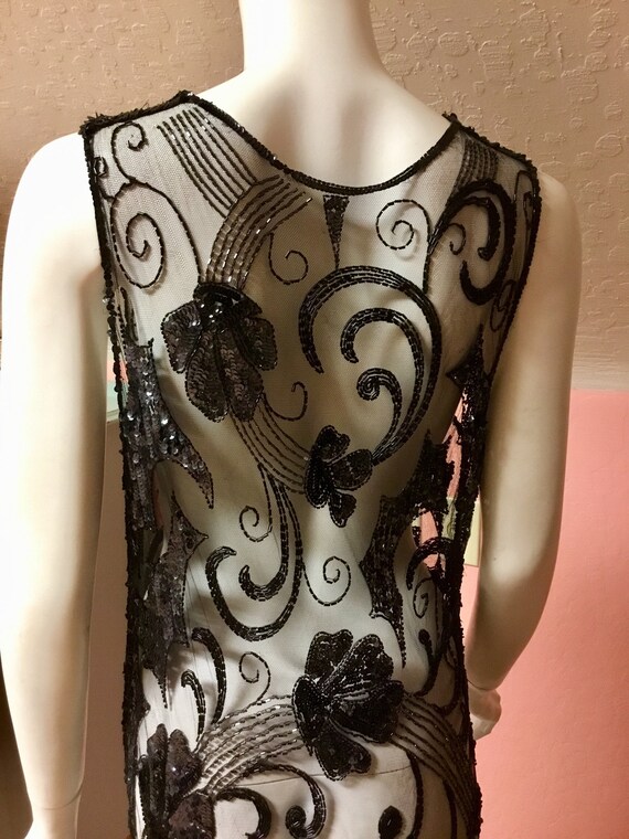 Art Deco sequined Dress net tulle flapper 1920’s … - image 6