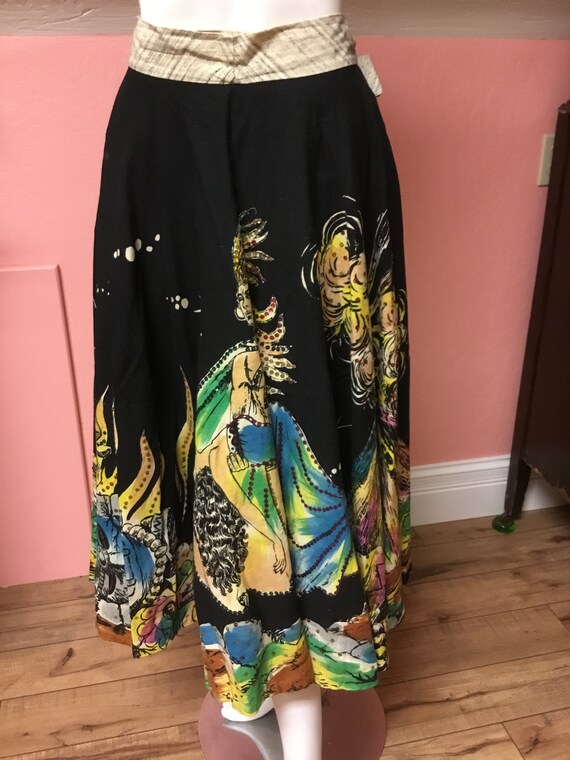 Vintage Hand Painted Mexican Skirt, Collectible, u