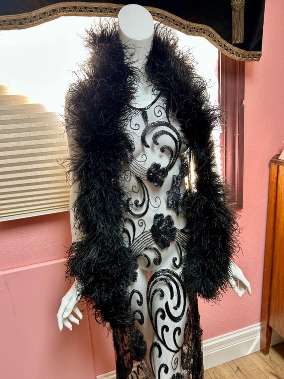 1920’s sequin net gown flapper art deco see throu… - image 2