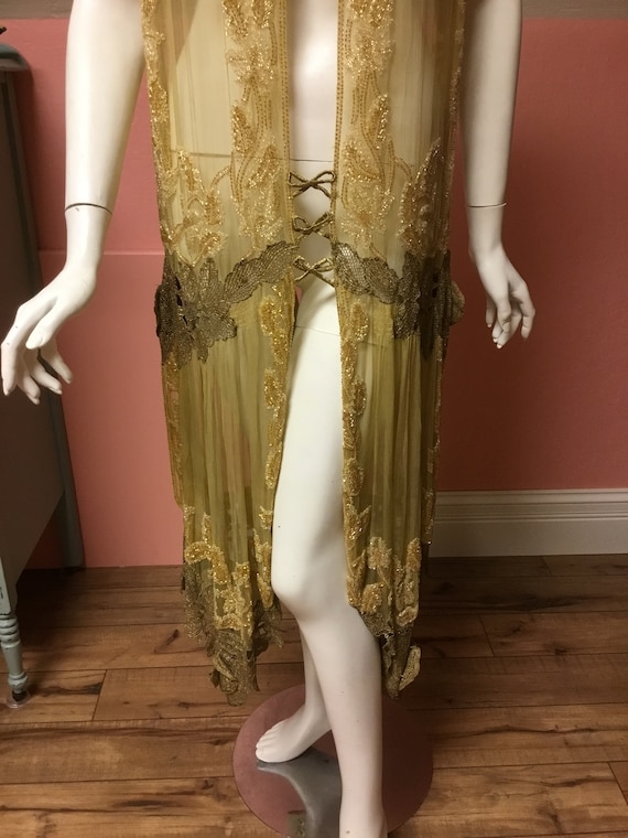 Sold Antique Rare silk chiffon, beaded flapper dr… - image 2