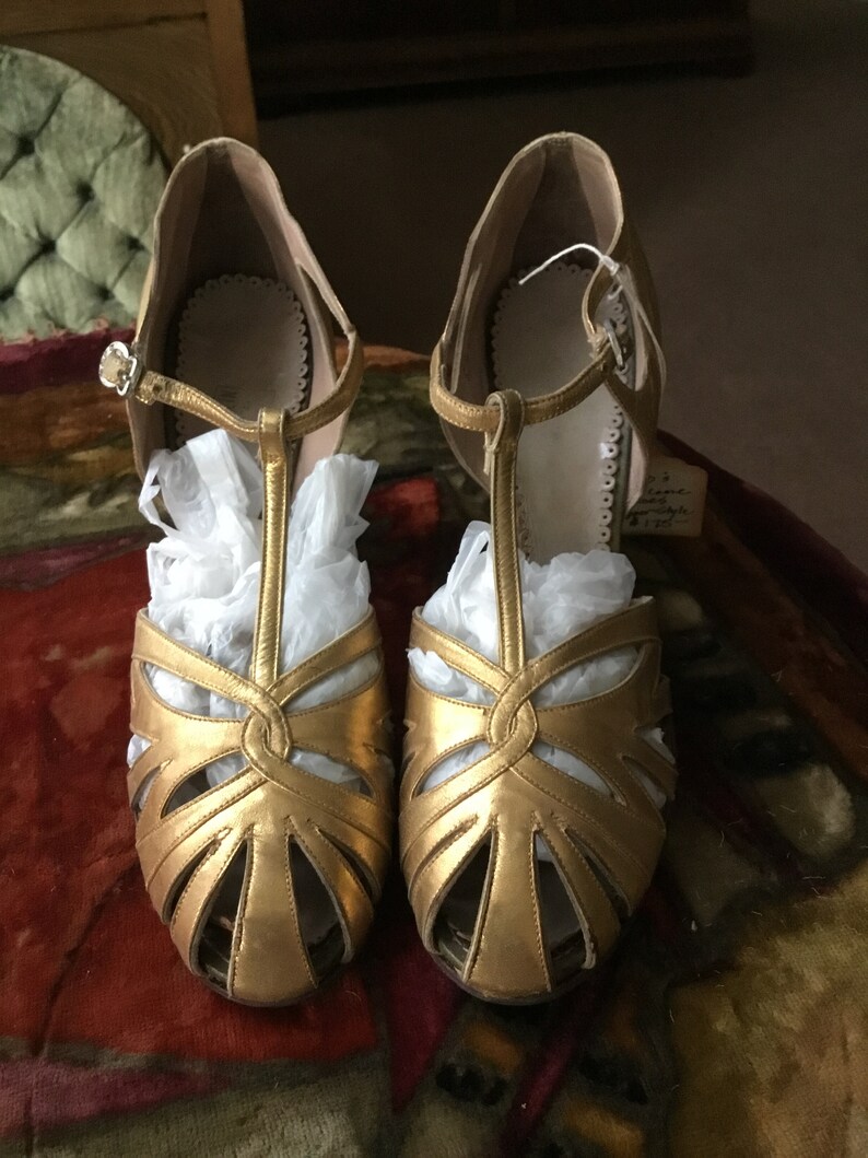 1920s antique gold flapper shoes Etsy