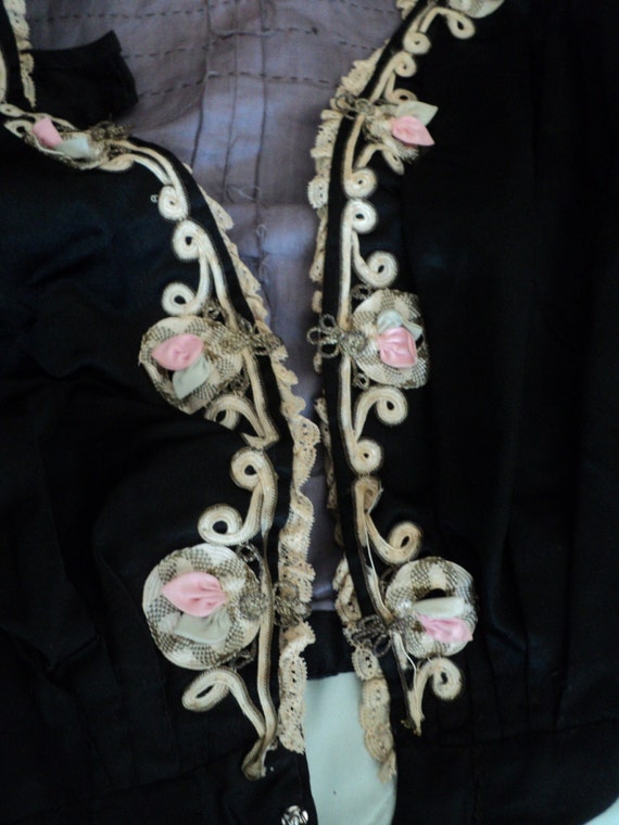 Exquisite Antique Victorian Silk Bodice with Meta… - image 5