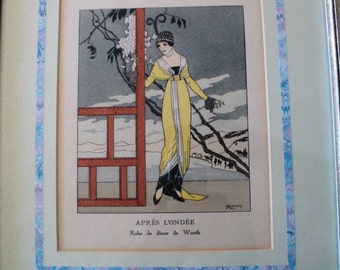 Art Deco Framed print French "Gazette du Bon Ton" high fashion magazine Apres Londee by Worth