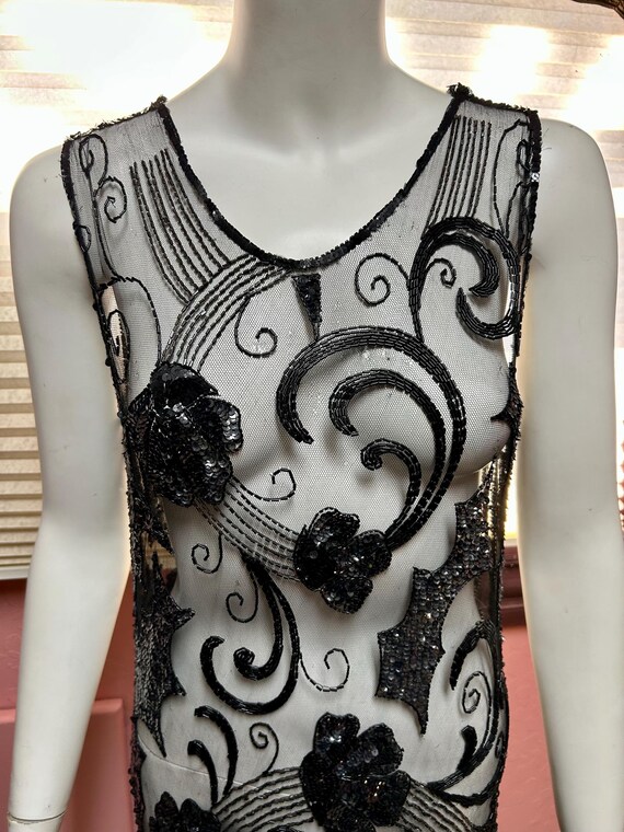 1920’s sequin net gown flapper art deco see throu… - image 4