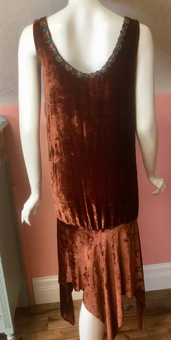 Sold 1920’s silk velvet flapper dress with embroi… - image 7