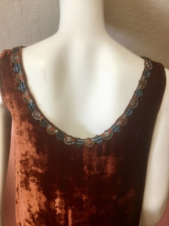Sold 1920’s silk velvet flapper dress with embroi… - image 8
