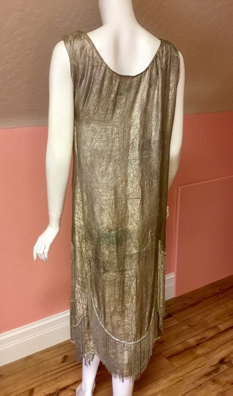 Amazing Gold Lame 1920s Beaded Fringe Art Deco Dress Antique | Etsy