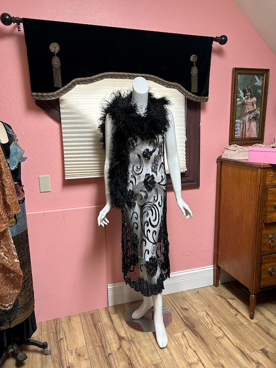 1920’s sequin net gown flapper art deco see throu… - image 7