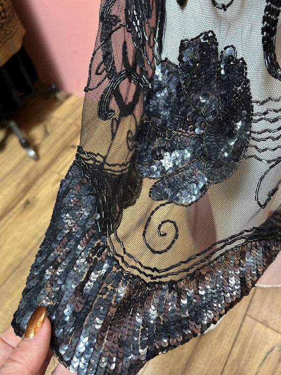 1920’s sequin net gown flapper art deco see throu… - image 5