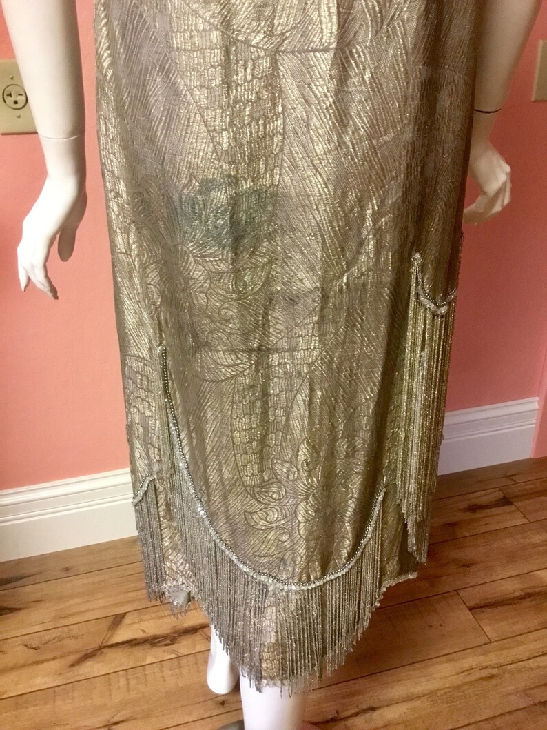 Amazing Gold Lame 1920s Beaded Fringe Art Deco Dress Antique | Etsy