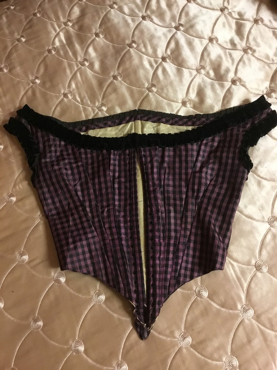 1860’s Civil War Corset Swiss Belt Purple Checkere