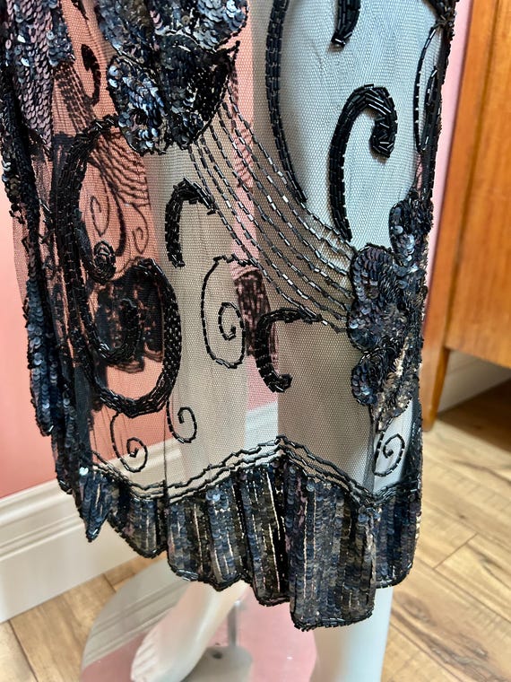 1920’s sequin net gown flapper art deco see throu… - image 6