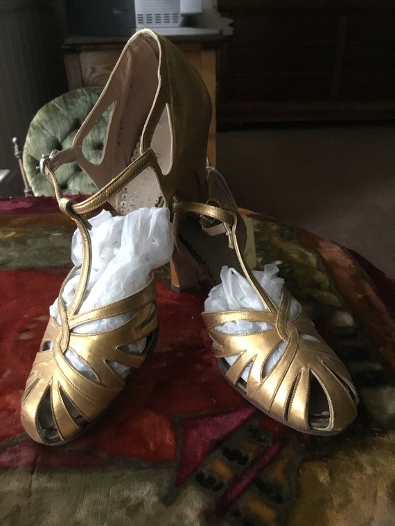 gold flapper shoes