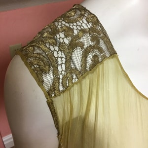 Sold Antique Rare silk chiffon, beaded flapper dress, tabard. Metallic lace, sequin, museum quality, excellent condition image 4