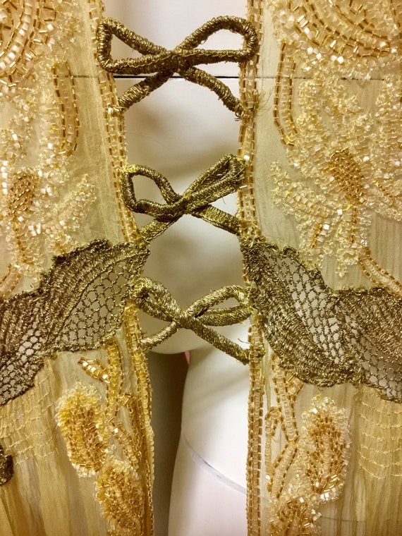 Sold Antique Rare silk chiffon, beaded flapper dr… - image 6