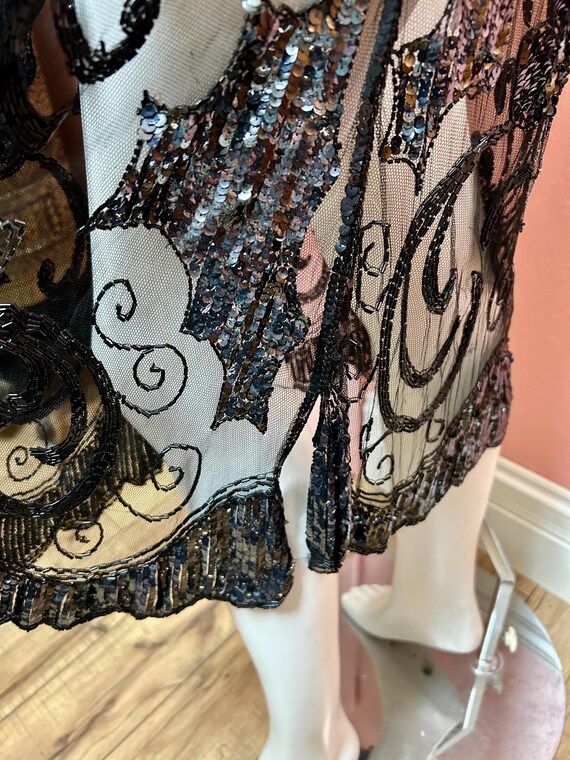 1920’s sequin net gown flapper art deco see throu… - image 3