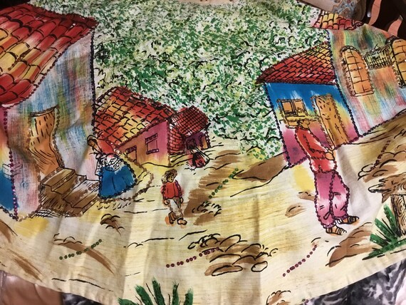 Vintage Mexican Skirt sequin hand painted size 12
