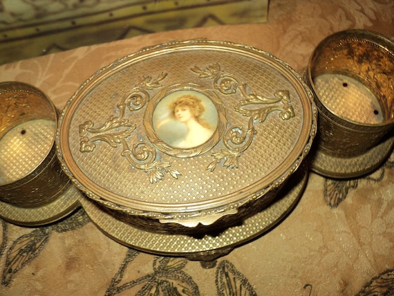 Antique French Ormulu Vanity Perfume holder Marie… - image 5
