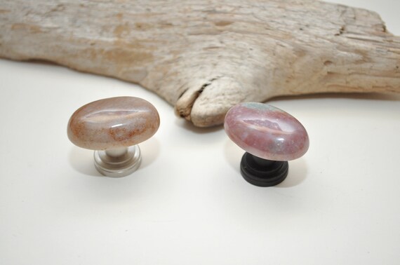 Par de perillas del gabinete del cabujón de ágata india | Etsy