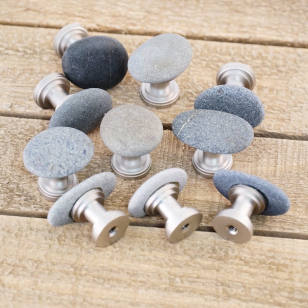 CUSTOM ORDERS - Beach and River Rock Natural Stone Cabinet Knobs - Gray Stone Quick Order Page