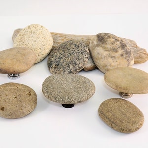 Set of 8 - Stone Cabinet Knobs Beach Cabinet Knobs - Choose Your Hardware