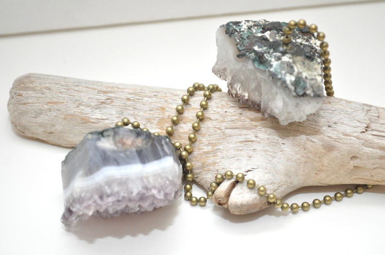 Amethyst Crystal Geode Light Pull Fan Pull Pair