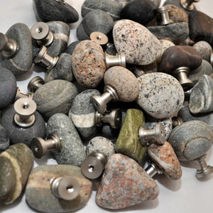 CUSTOM ORDERS Beach and River Rock Pebble Stone Cabinet Knobs Pulls Hardware image 6