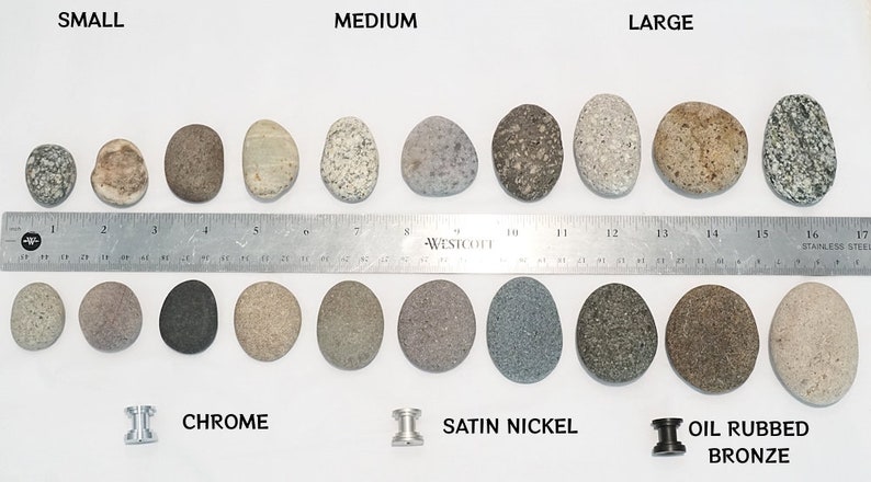 Stone Nature Ruler Custom Cabinet Knobs - Natural Beach Stone and River Rock Hardware ...
