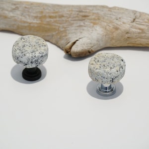 Pair of Reclaimed Stone Cabinet Knobs Pulls - Choose Your Stem Color