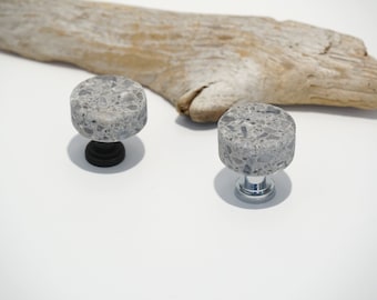 Pair of Reclaimed Stone Cabinet Knobs Pulls - Choose Your Stem Color